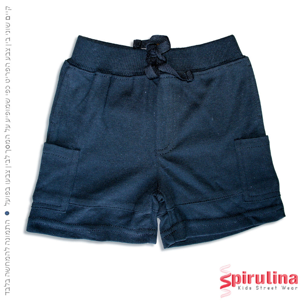 מכנסי ברמודה לתינוקות, 100% כותנה בצבע כחול נייבי. 6-24 חודשים
