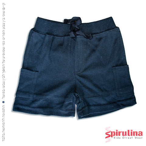 מכנסי ברמודה לתינוקות, 100% כותנה בצבע כחול נייבי. 6-24 חודשים