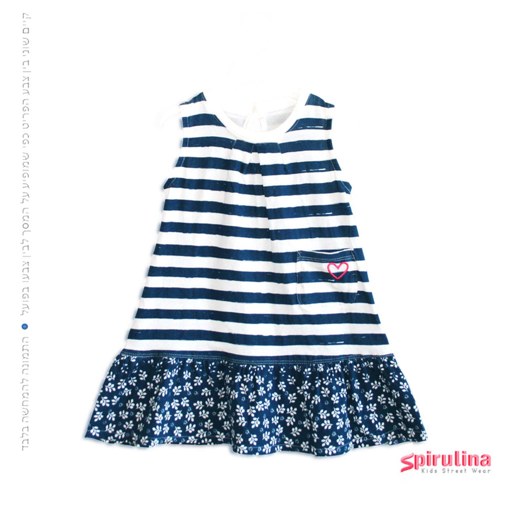 שמלת פסים כחולה נייבי לתינוקות