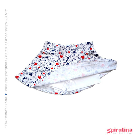 חצאית טייץ לבבות לבנה לילדות