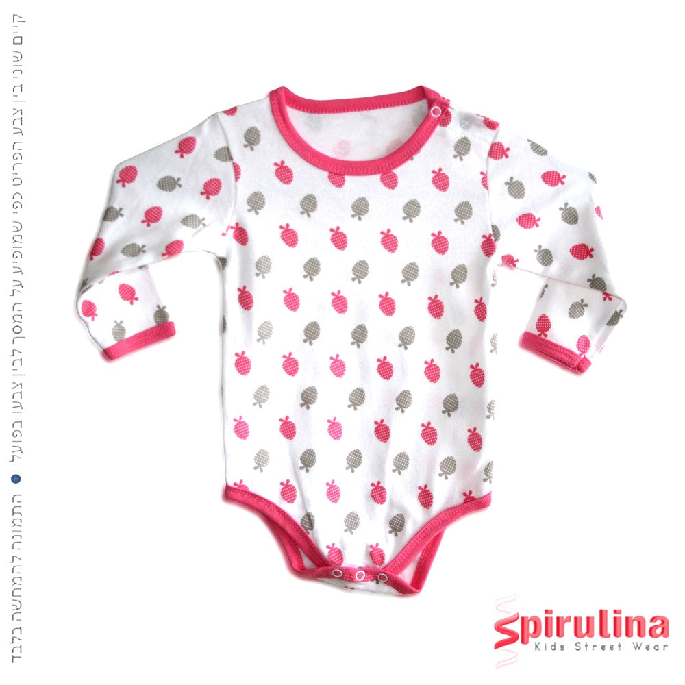 בגד גוף לבן עם שרוולים ארוכים לתינוקת