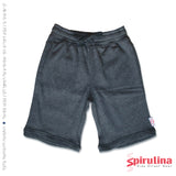 מכנסי בנים ברמודה בצבע מלאנג' אפור כהה מבד פרנץ' טרי, 100% כותנה עם גומי מלא ושרוך קשירה במידות 4-16