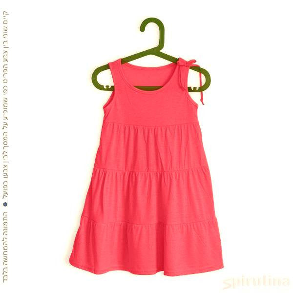 שמלת טריקו חלקה מסתובבת בצבע ורוד זוהר. ללא שרוולים. שמלה אחרונה במידה 12 בלבד