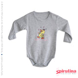 בגד גוף אפור מלאנג' עם שרוולים ארוכים לתינוקת