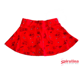 חצאית טייץ אדומה מבד כותנה / לייקרה, עם הדפס חתולים,  במידות 2-12.