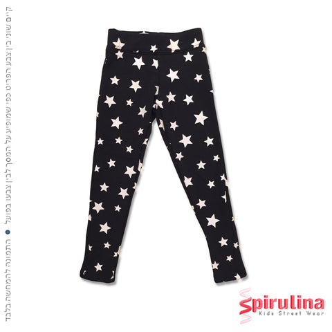 טייץ פרווה שחורים עם כוכבים לחורף לילדות . מחממים במיוחד! מידות 4-16