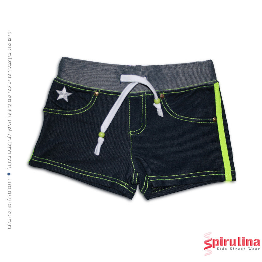 מכנסוני שורט דמוי ג'ינס מלייקרה לילדות. 100% כותנה במידות 4-8