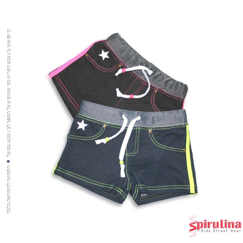 מכנסוני שורט דמוי ג'ינס מלייקרה לילדות. 100% כותנה במידות 4-8