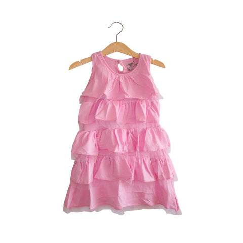 שמלת שכבות עם טול 100% כותנה. ורוד בייבי במידות 6-14