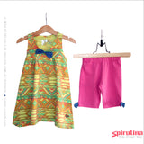 חליפת קיץ לילדות, טוניקה עם טייץ ברך ורוד מסטיק באתר ספירולינה