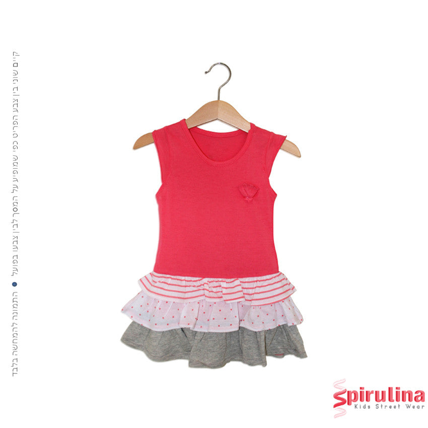 שמלת שכבות קיצית מקסימה לילדות, 100% כותנה, כחול נייבי במידות 12 חודשים ועד 4 שנים