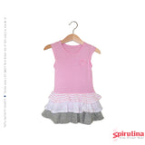 שמלת שכבות קיצית מקסימה לילדות, 100% כותנה, כחול נייבי במידות 12 חודשים ועד 4 שנים