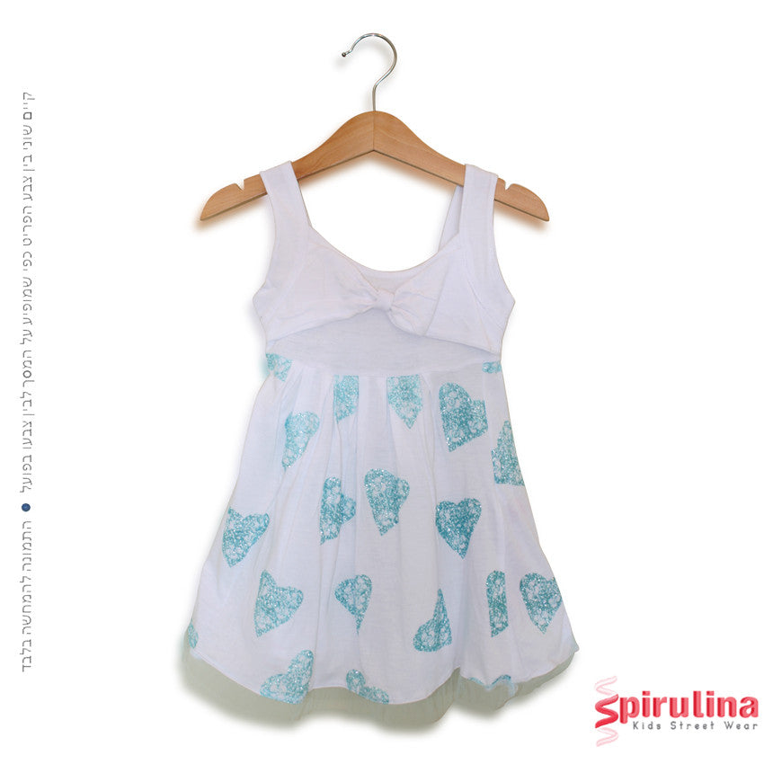 שמלת לבבות קיצית משגעת לילדות, 100% כותנה, ורוד בייבי במידות 12 חודשים ועד 4 שנים