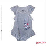 בגד גוף חצאית לתינוקת, עוגן פסים מלאנג' 100% כותנה