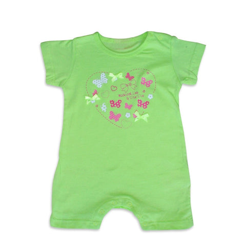 אוברול קצר לבנות (ג'אמפר) - פרפרי הלב - קיווי במידות 3-24 חודשים