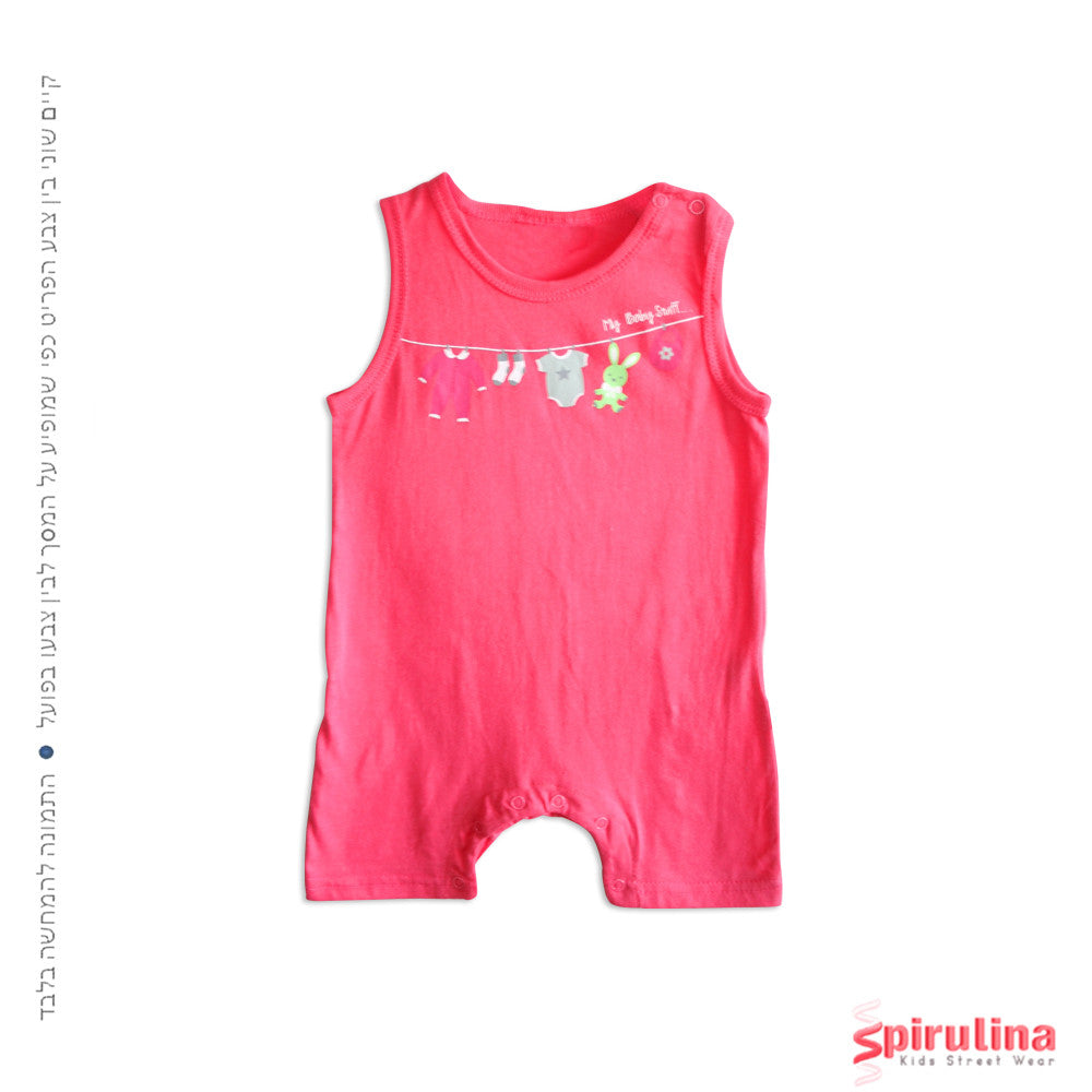 אוברול לתינוקת - ורוד מסטיק