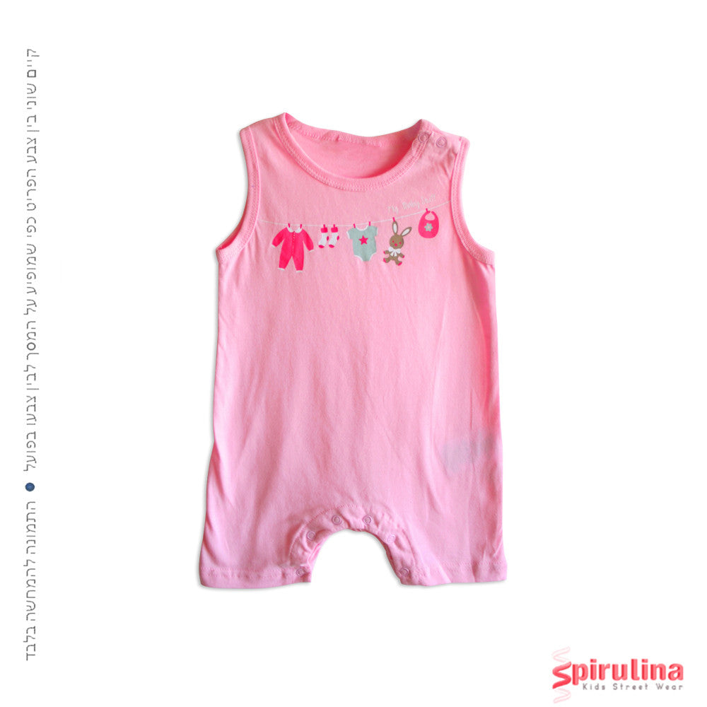 אוברול לתינוקת - ורוד בהיר