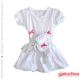 שמלת יום הולדת מקסימה לילדות, עם תיק צד תואם בצבע ורוד בייבי. מתאימה לגיל חצי שנה עד שנתיים