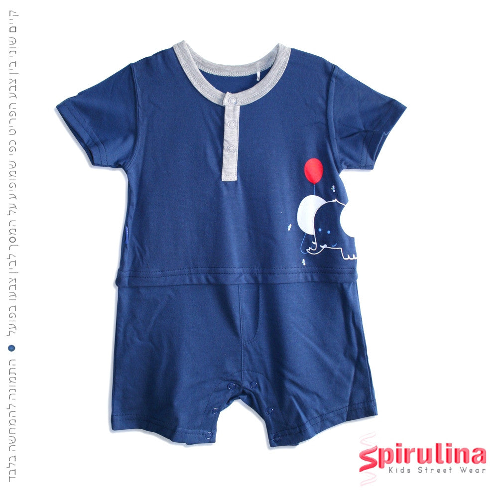 אוברול ׁ(גָ'אמְפָּר) לתינוק דגם פילוני תכלת. 100% כותנה, במידות 3-24 חודשים.