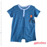 אוברול ׁ(גָ'אמְפָּר) לתינוק דגם פילוני תכלת. 100% כותנה, במידות 3-24 חודשים.