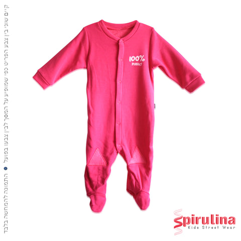 אוברול סליפר פרווה לתינוקות ורוד עם תיקתקים