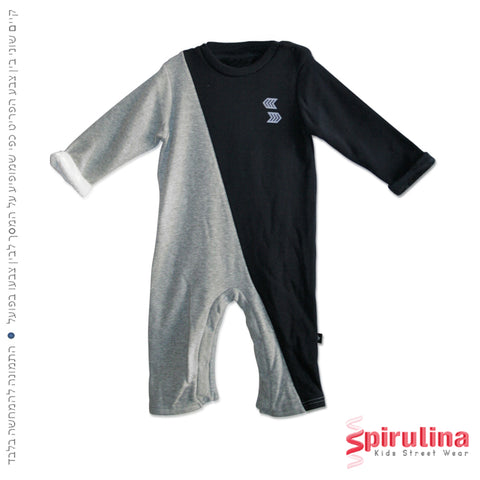 אוברול פרווה מחמם לתינוקות שחור אפור