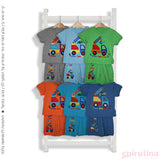 פיג'מה משאית מתוקה מתוקה, מגוון צבעים במידות 9/12-30 חודשים. 100% כותנה