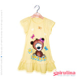 כותונת לילה לילדות - דובי בננה, 100% כותנה איכותית ללא תווית יצרן לנוחות מירבית. מידות 4-12