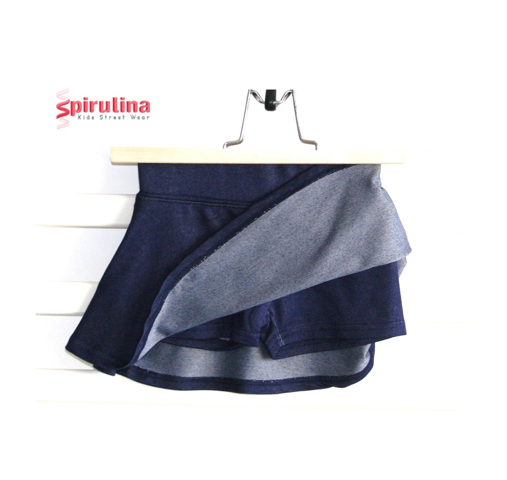 חצאית מיני טייץ כחולה דמוי גי'נס מבית ספירולינה