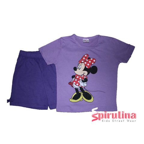 פיג'מה מיני מאוס קיצית לבנדר לילדות. אחרונות במידות 2, 10 ו-12 בלבד