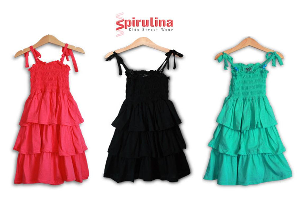 שמלת שכבות מהממת בצבע ורוד בייבי,  100% כותנה עם כתפיות קשירה מידות 8-14 בלבד